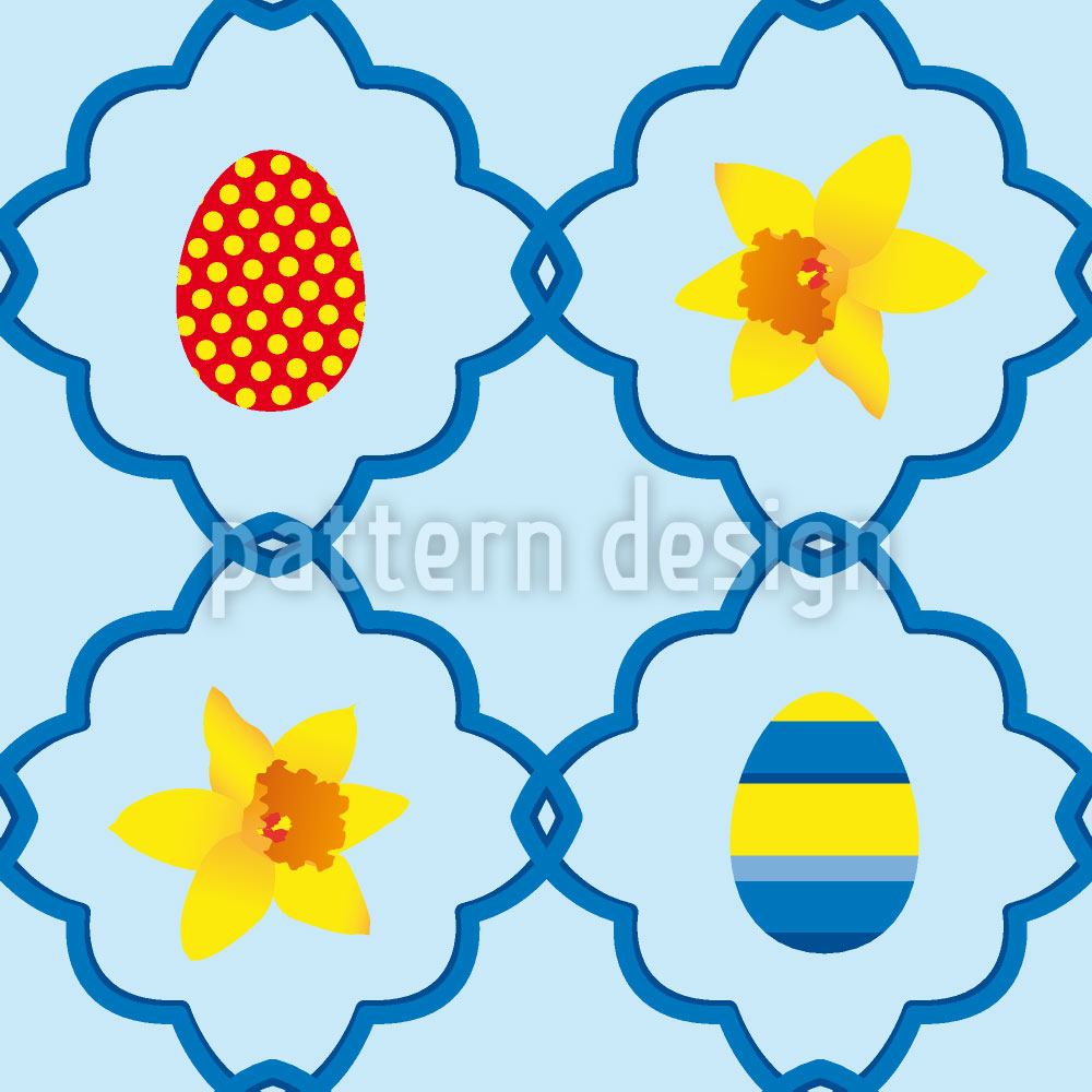 patterned-wallpaper-easter-daffodils-blue