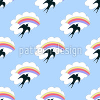 patterned-wallpaper-flying-swallow-and-rainbow