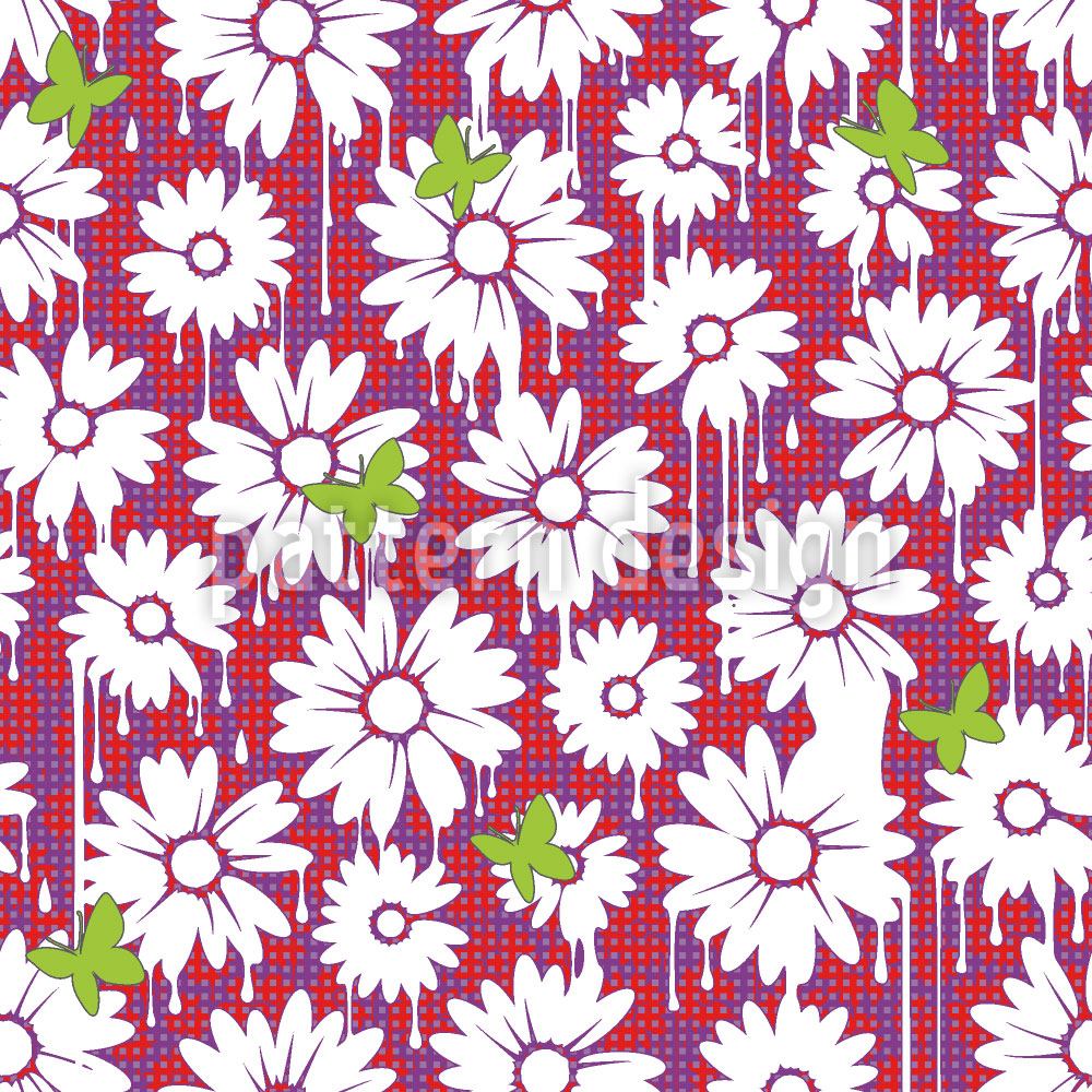 patterned-wallpaper-painted-daisies