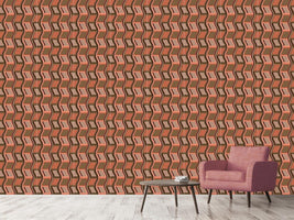 patterned-wallpaper-stacked-chairs