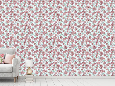 patterned-wallpaper-bed-of-roses