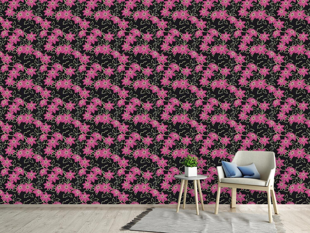 patterned-wallpaper-clematis-dream-garden-at-night