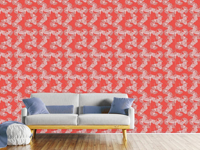 patterned-wallpaper-ginkgo-red