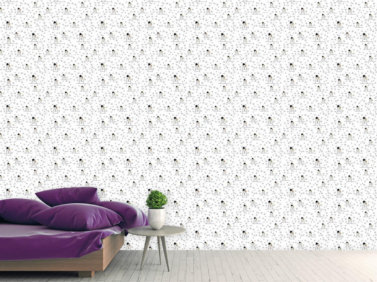 patterned-wallpaper-snowman-fun