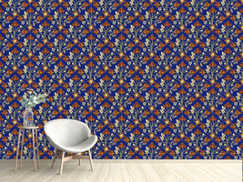 patterned-wallpaper-ethno-leaves-blue