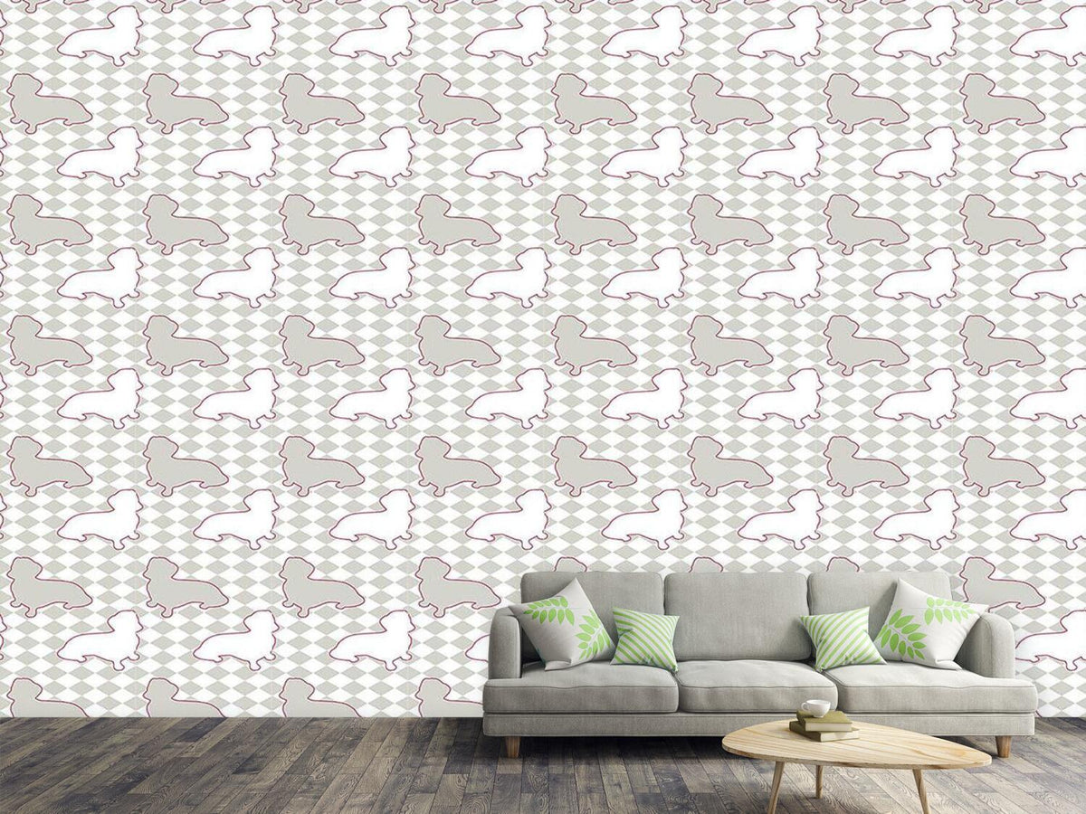 patterned-wallpaper-dachshunds-mistress-is-check-mate