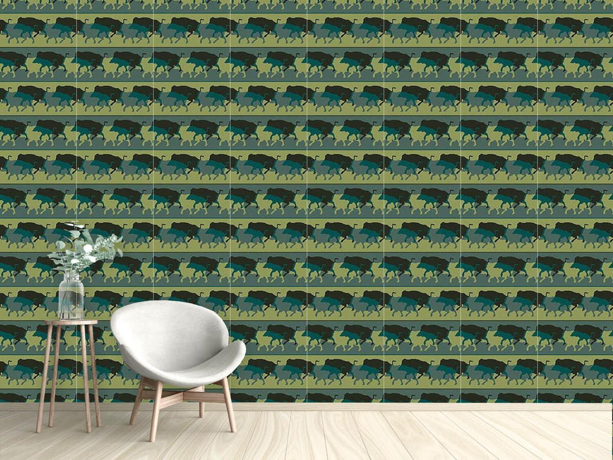 patterned-wallpaper-wild-boar-in-green