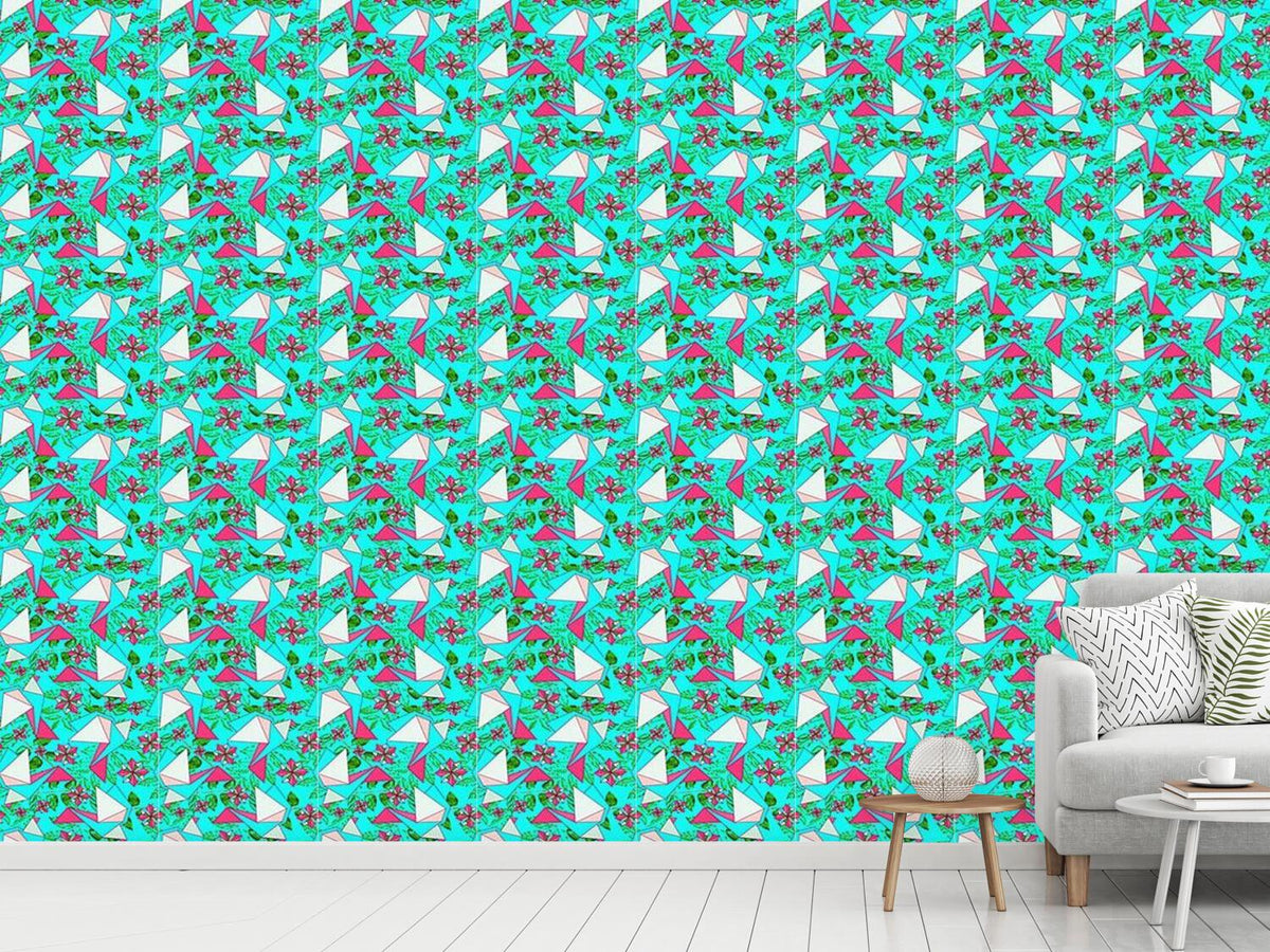 patterned-wallpaper-origami-birds-in-paradise