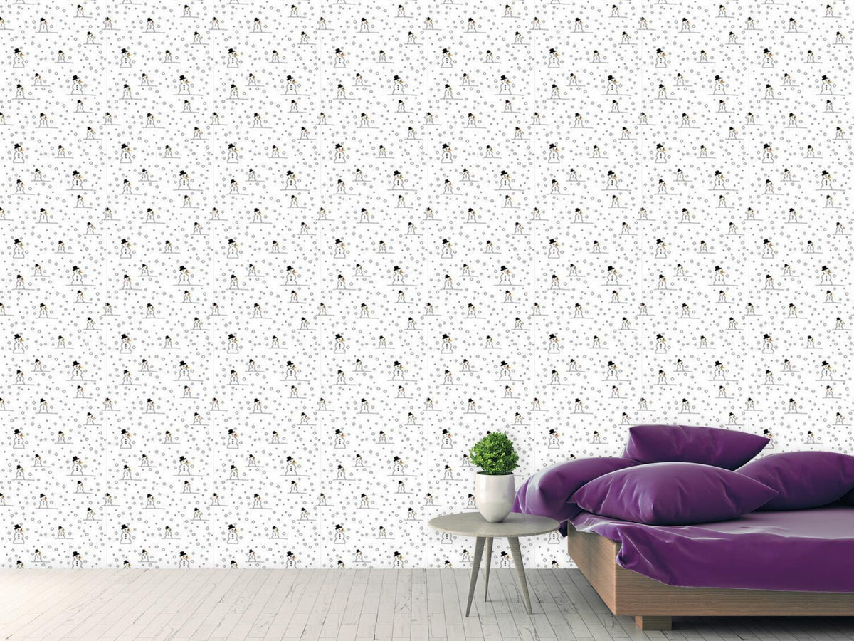 patterned-wallpaper-snowman-fun