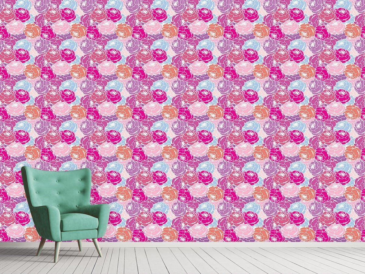 patterned-wallpaper-rose-bouquets