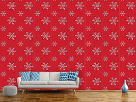 patterned-wallpaper-silver-flakes-red