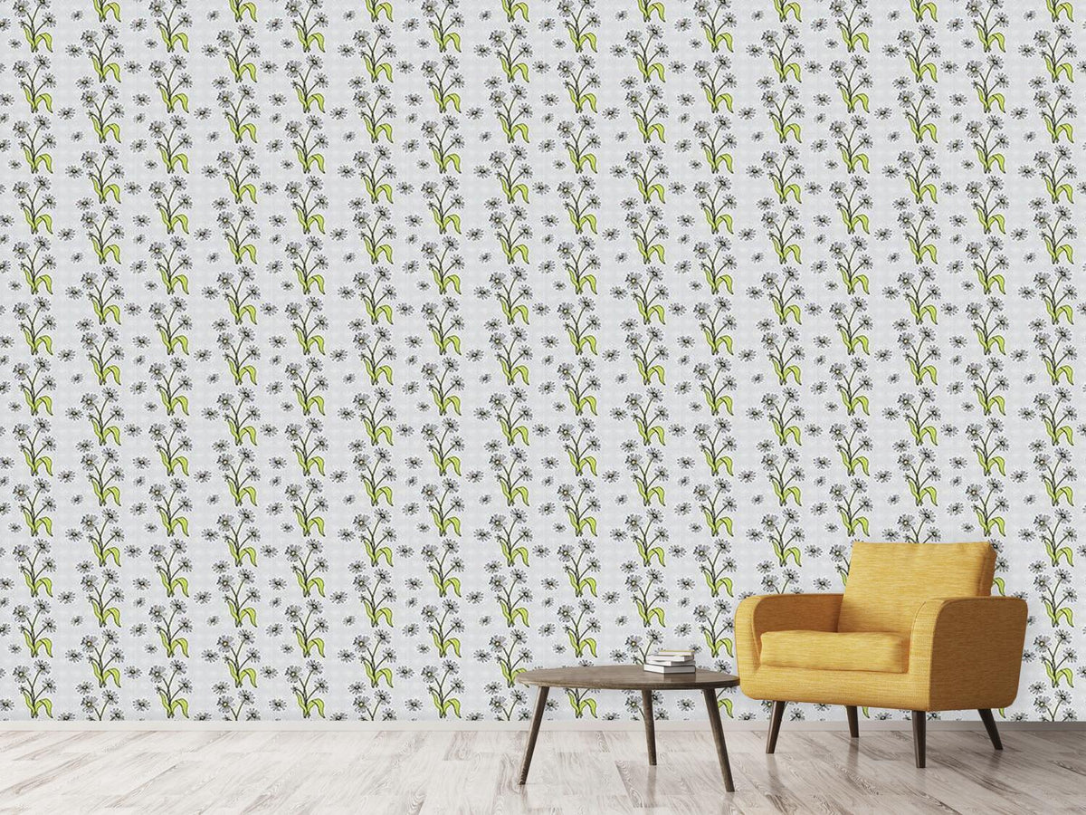 patterned-wallpaper-daisy-flowers-grey