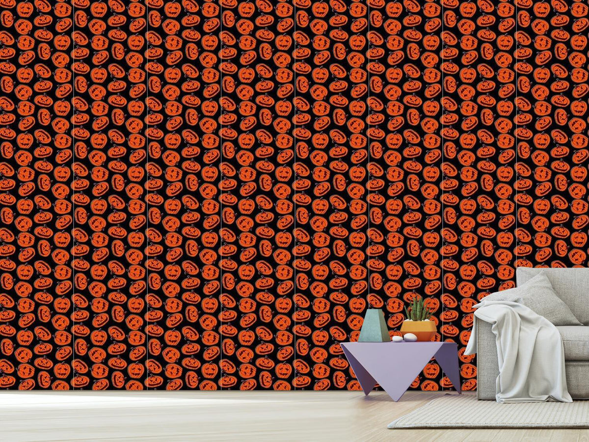 patterned-wallpaper-pumpkin-heads-black