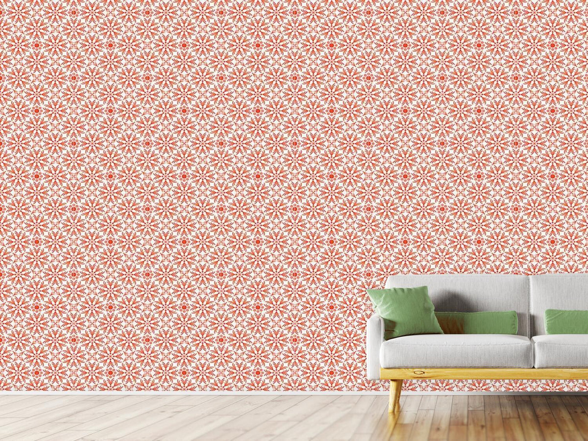 patterned-wallpaper-orange-flowers