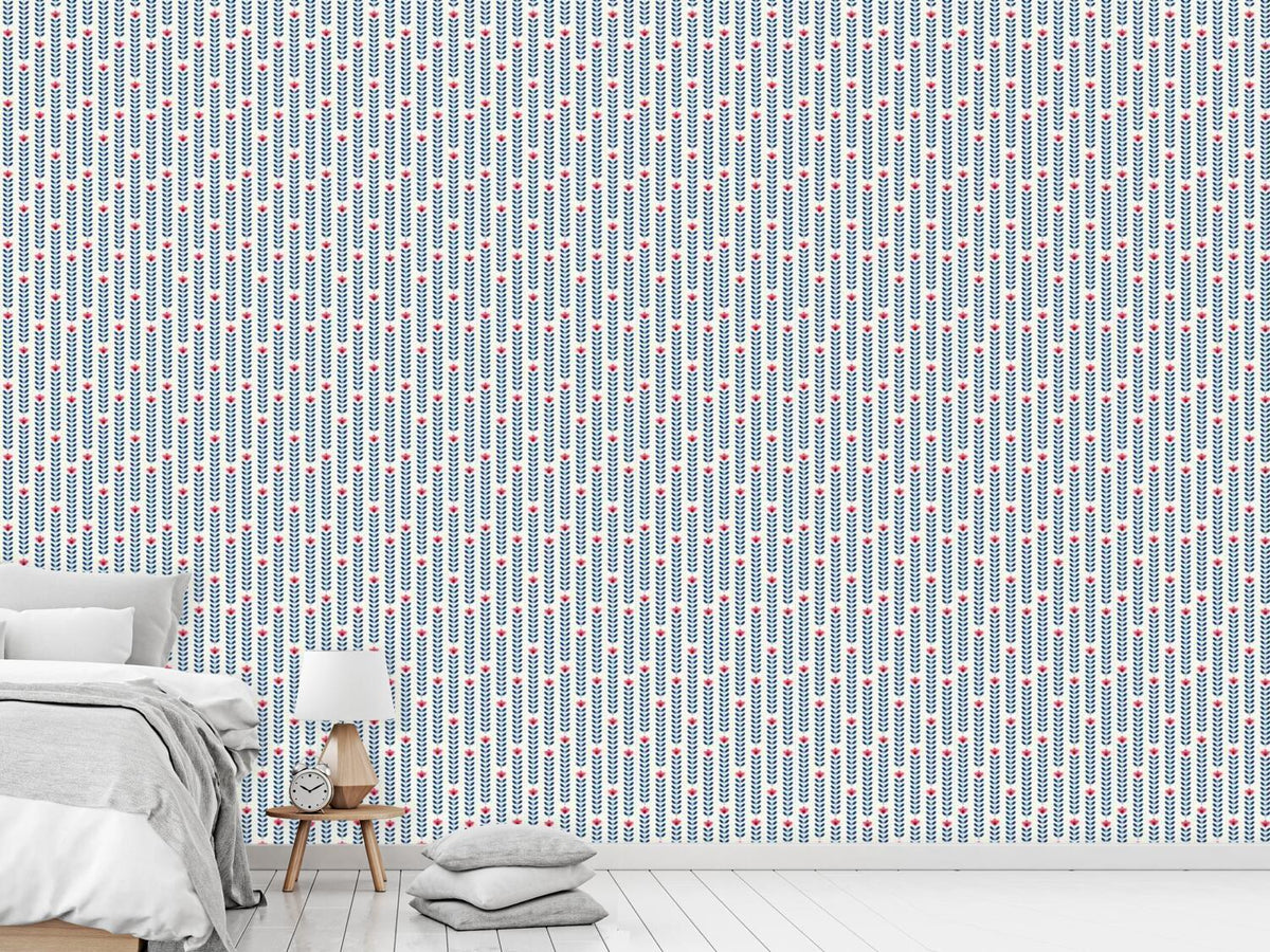 patterned-wallpaper-rows-of-flowers