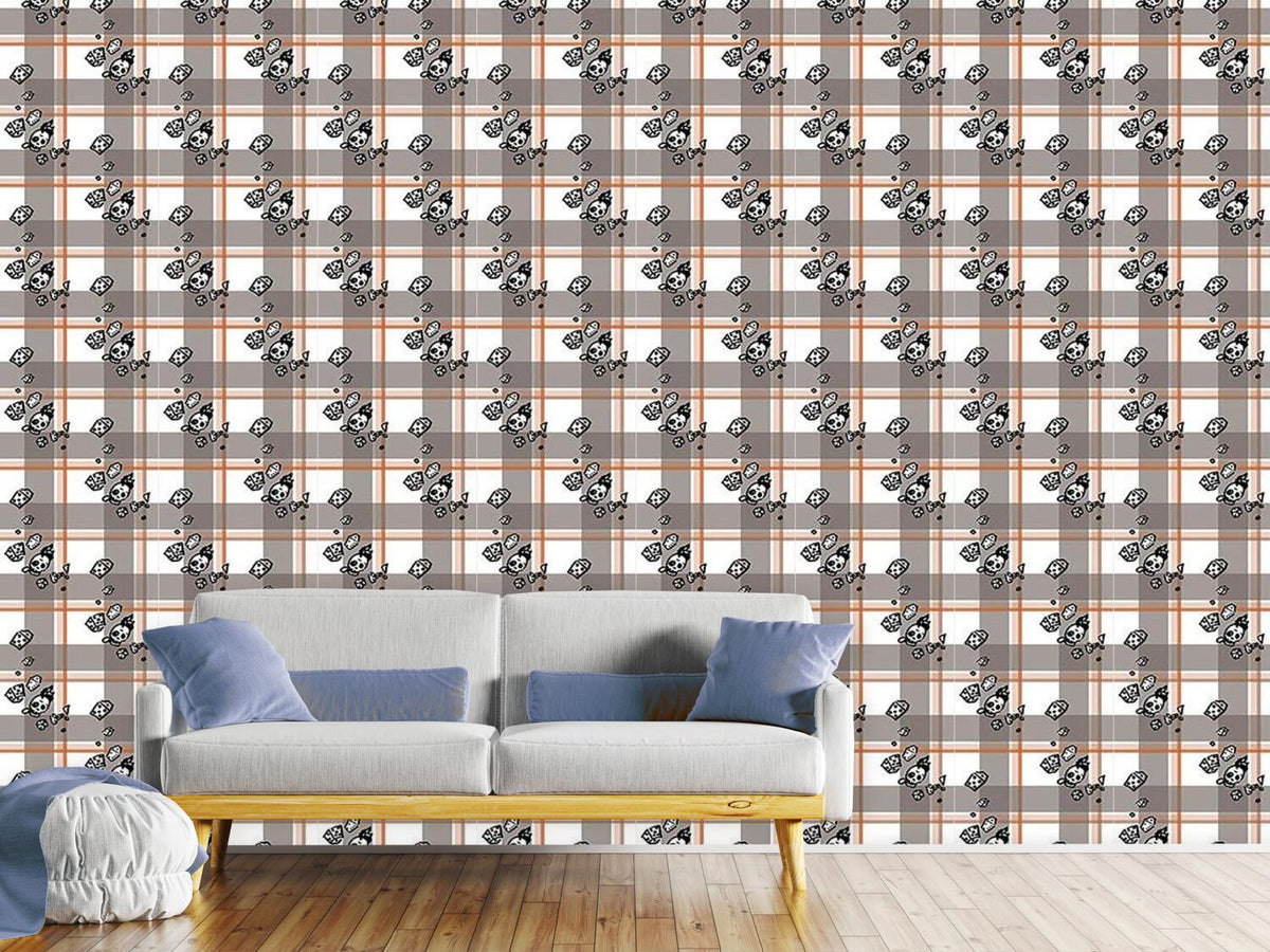 patterned-wallpaper-checked-pattern-with-skulls