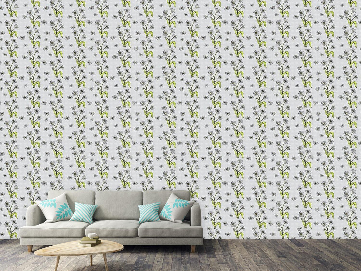 patterned-wallpaper-daisy-flowers-grey