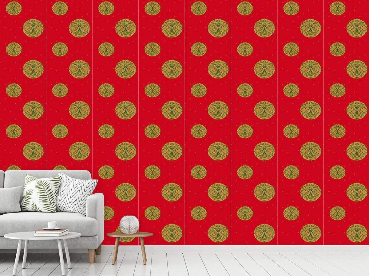 patterned-wallpaper-christmas-ornaments-red